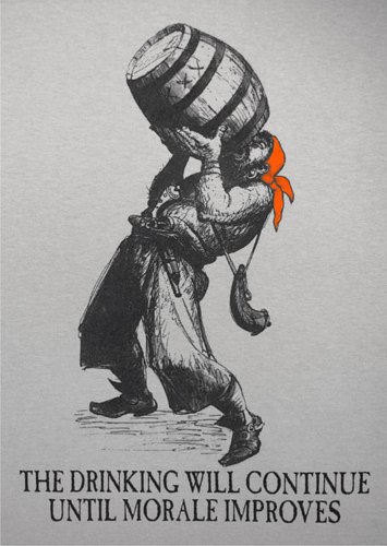 Pirate drinking from barrel