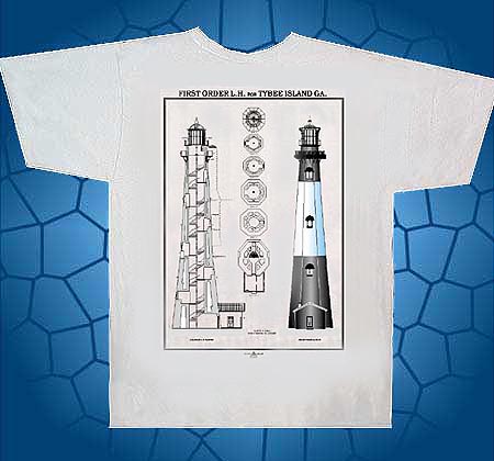 This shirt features the detailed plans for the Tybee Island Lighthouse. It was constructed in 1867